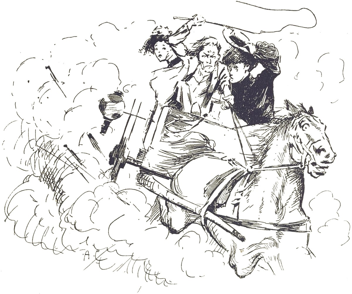 H.G. Wells' War of the Worlds 1906 French Edition – Panicked Carriage Flight