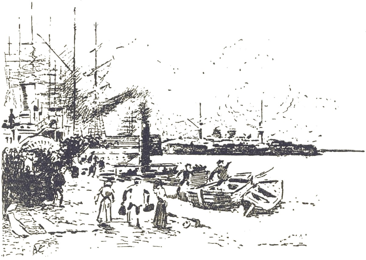 H.G. Wells War of the Worlds 1906 French Edition – Harbor Evacuation Scene