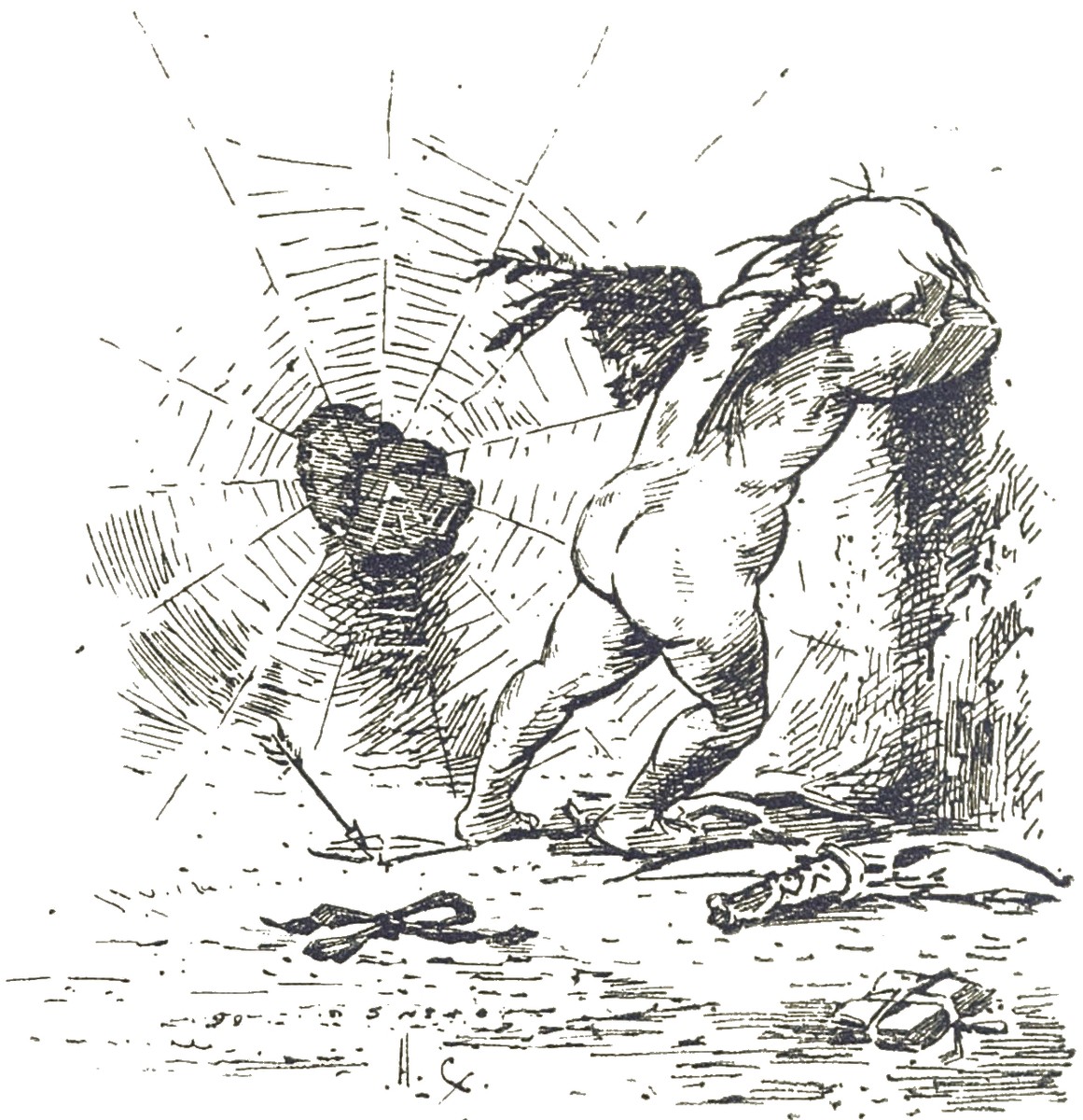 Martian Creature Tears Through Web — H.G. Wells War of the Worlds 1906