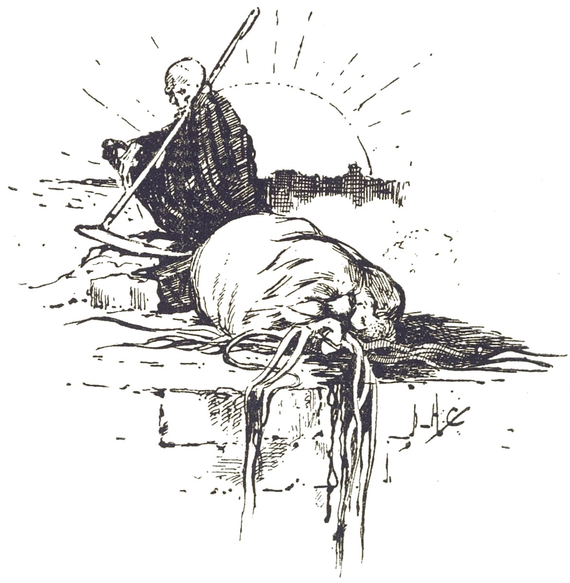 Martian Creature Slain – H.G. Wells War of the Worlds 1906 French Edition