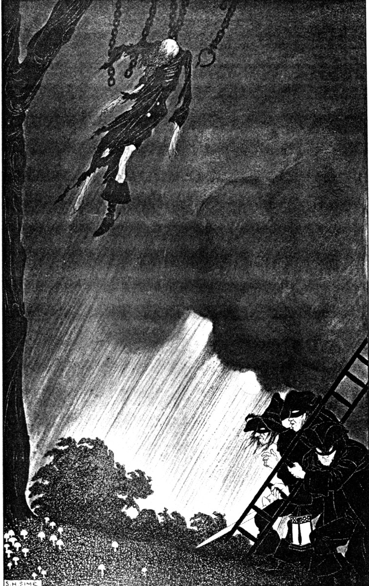 S.H. Sime's Hanged Wraith & Masked Figures, 'The Sword of Welleran' 1908