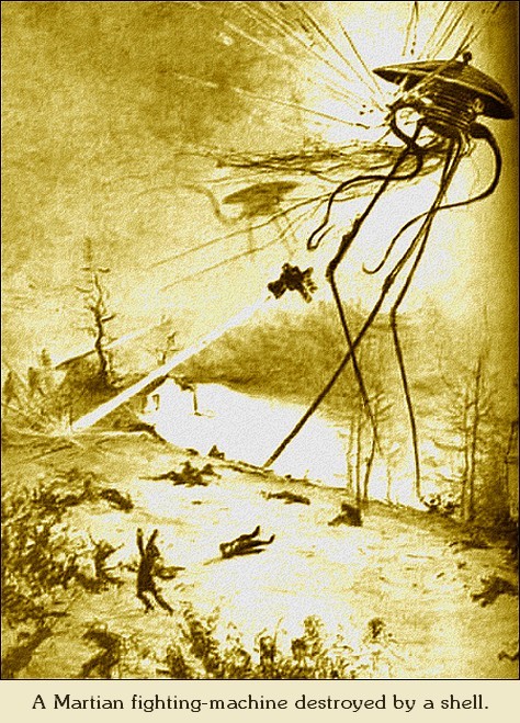 Henrique Alvim Corrêa's Martian Tripod Destroyed by Shell — War of the Worlds 1906