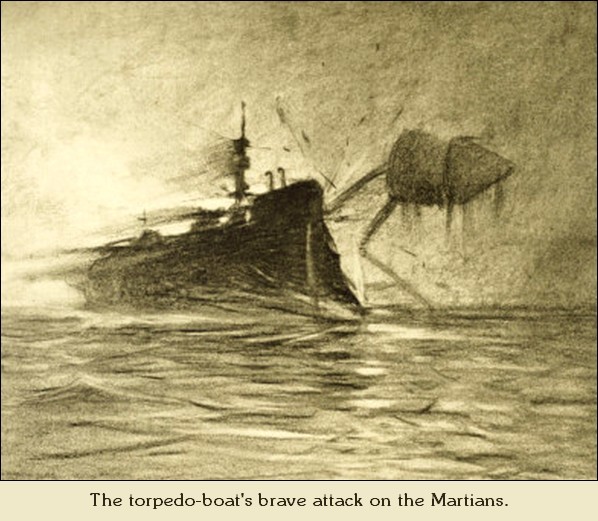 Henrique Alvim Corrêa's Torpedo-Boat vs. Martian Tripod, War of the Worlds 1906