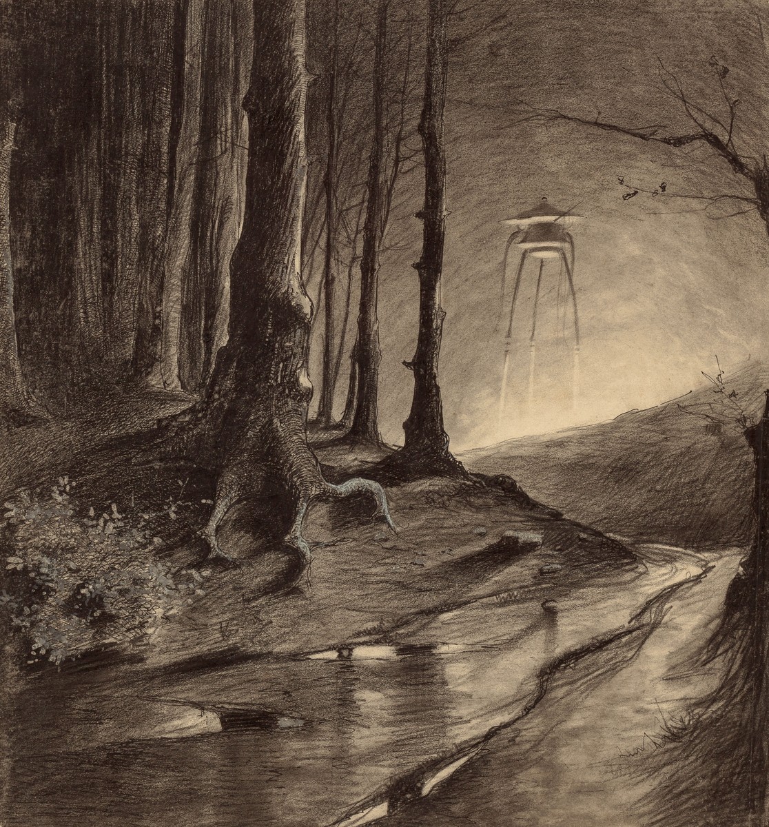 Henrique Alvim Corrêa's Martian Tripod in Foggy Forest, War of the Worlds 1906