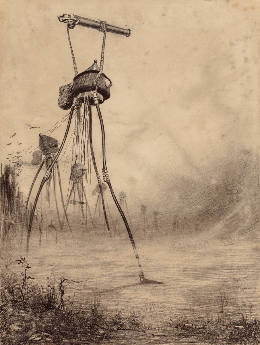 Henrique Alvim Corrêa's Martian Tripods Advancing, War of the Worlds 1906