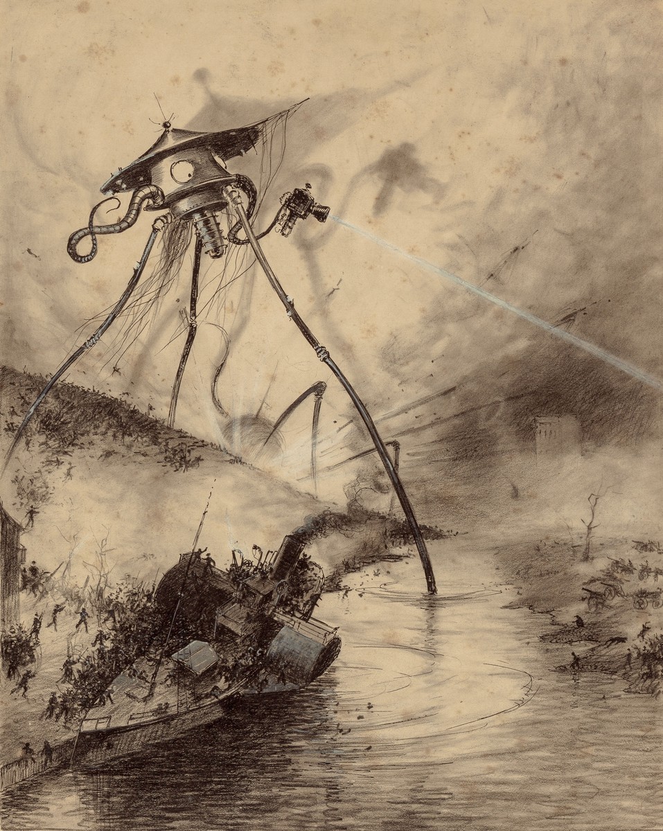 Henrique Alvim Corrêa's Martian Tripod Firing Heat Ray, War of the Worlds 1906