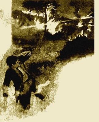 Warwick Goble's War of the Worlds: Man Fleeing Martian Heat-Ray Attack