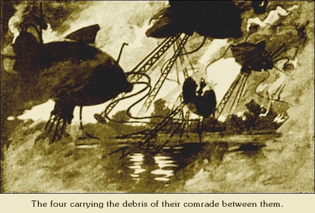 Warwick Goble's War of the Worlds: Martian Tripods Carry Fallen Comrade