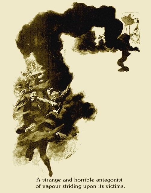 Warwick Goble's Black Smoke Creature Attacks – War of the Worlds 1897