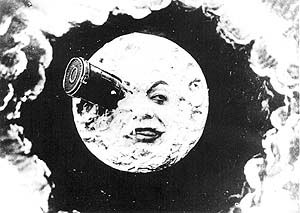 Le Voyage dans la Lune 1902 — Moon Face Rocket Impact Still