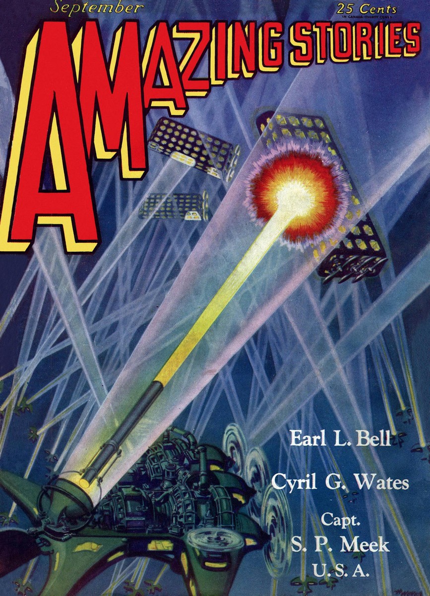Ray Beam vs. Flying Fortresses: Amazing Stories September 1929 Cover