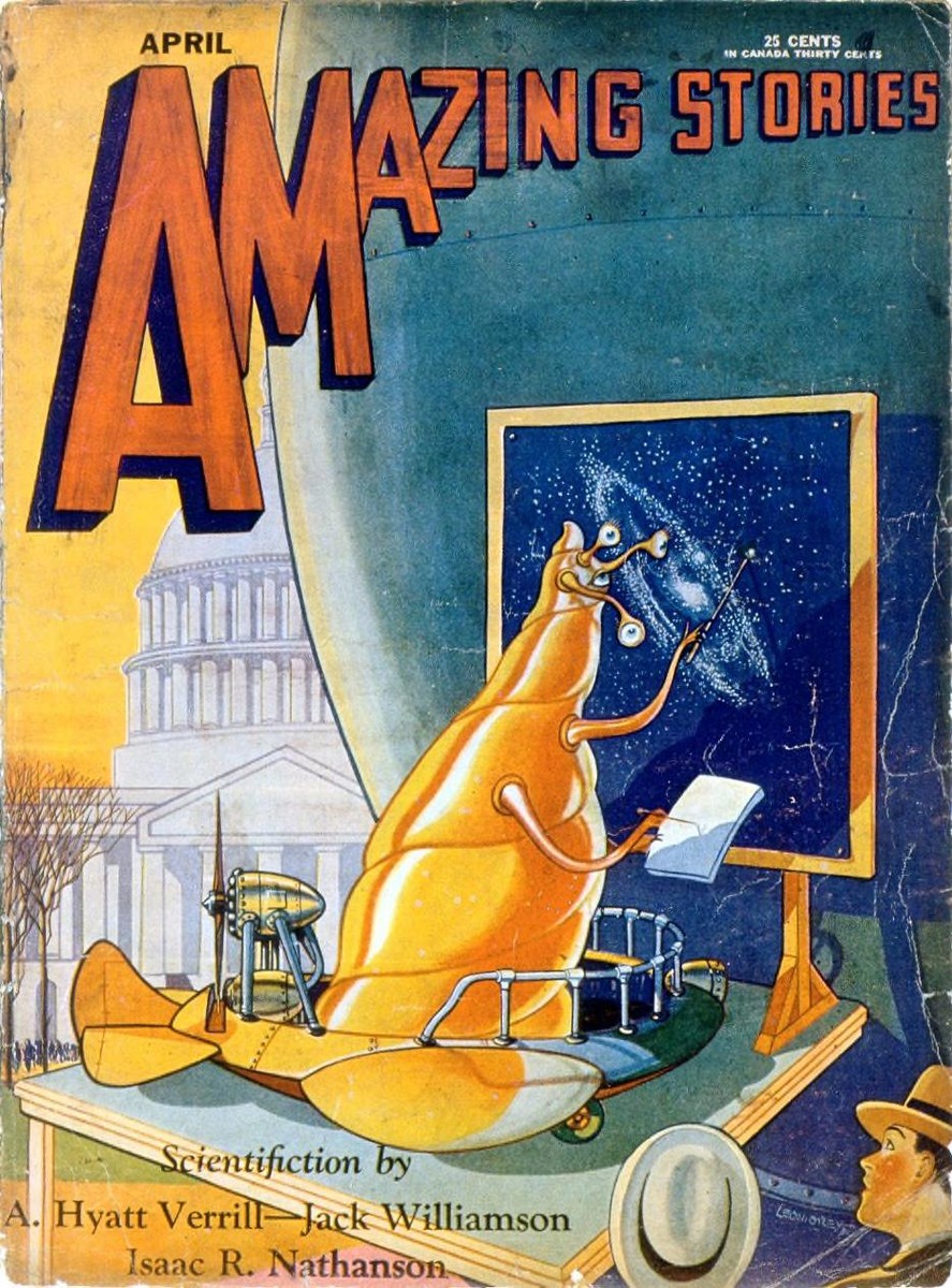 Multi-Eyed Alien Astronomer Studies Galaxy, Amazing Stories April 1930