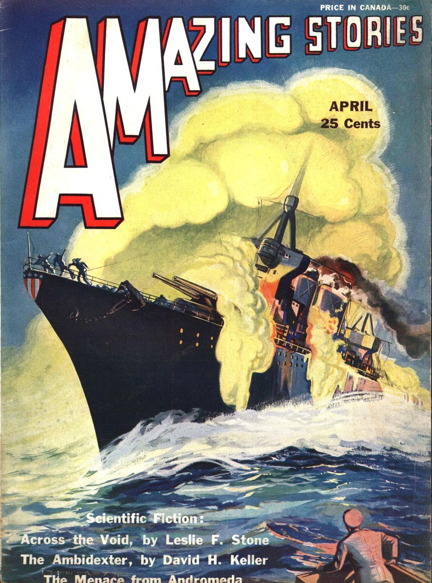 Naval Warship Under Chemical Gas Attack – Amazing Stories April 1931