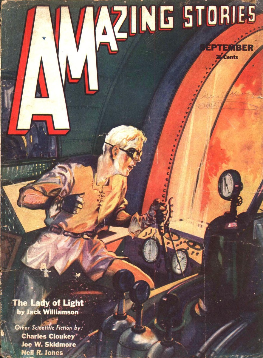 Amazing Stories Sept 1932 – Jack Williamson's Lady of Light Control Room
