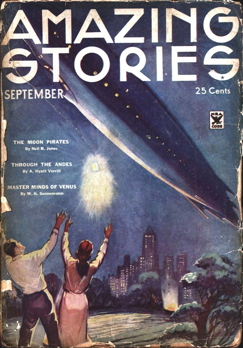 Giant Alien Craft Over City, Amazing Stories September 1934