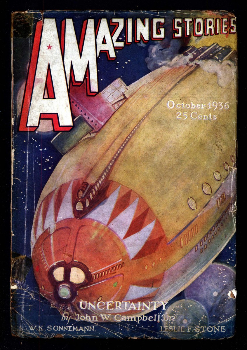 Amazing Stories Oct 1936 – Space Vessel Collision, Campbell Jr. Issue