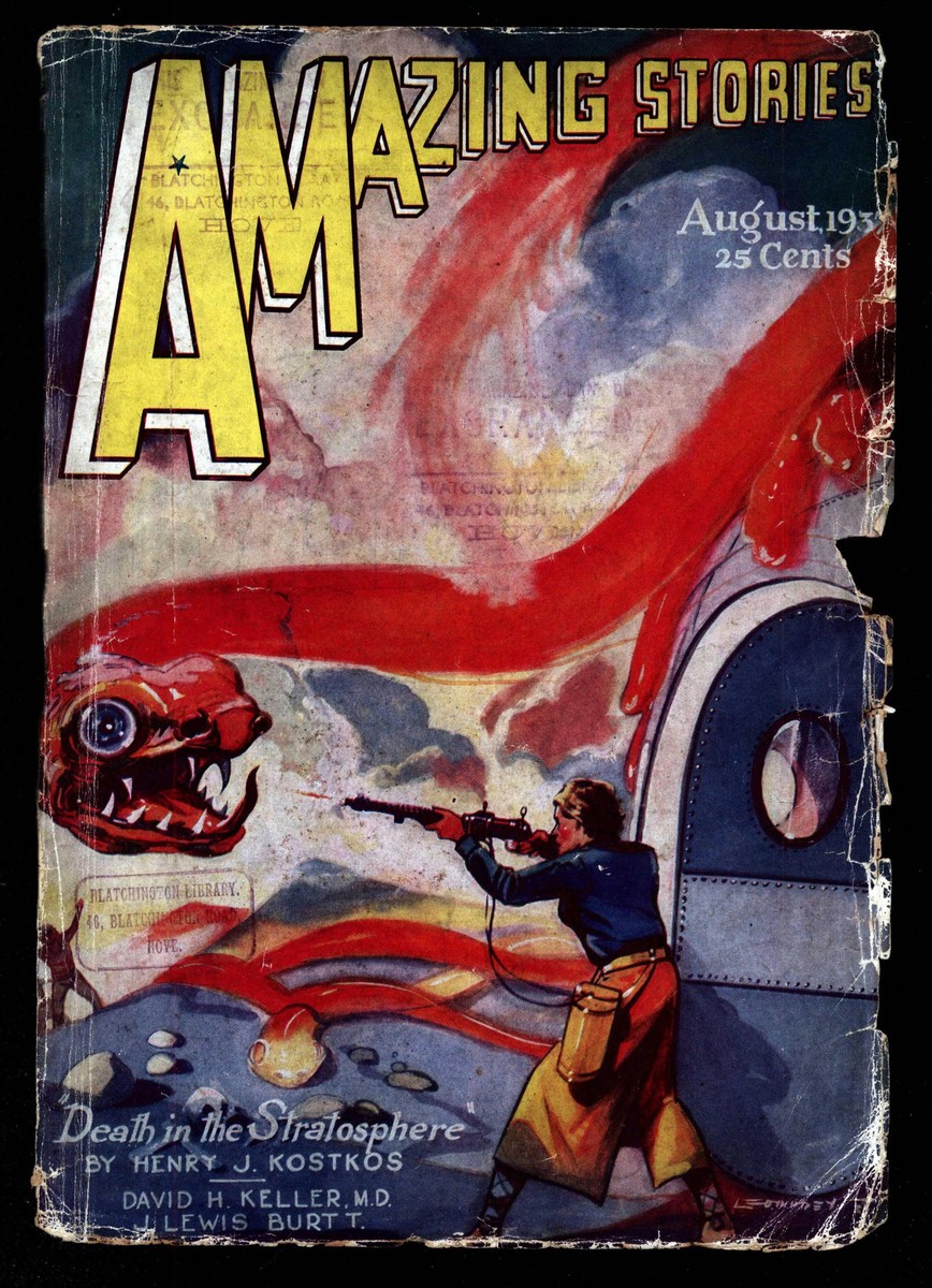 Giant Red Serpent Attacks Rifleman – Amazing Stories August 1937