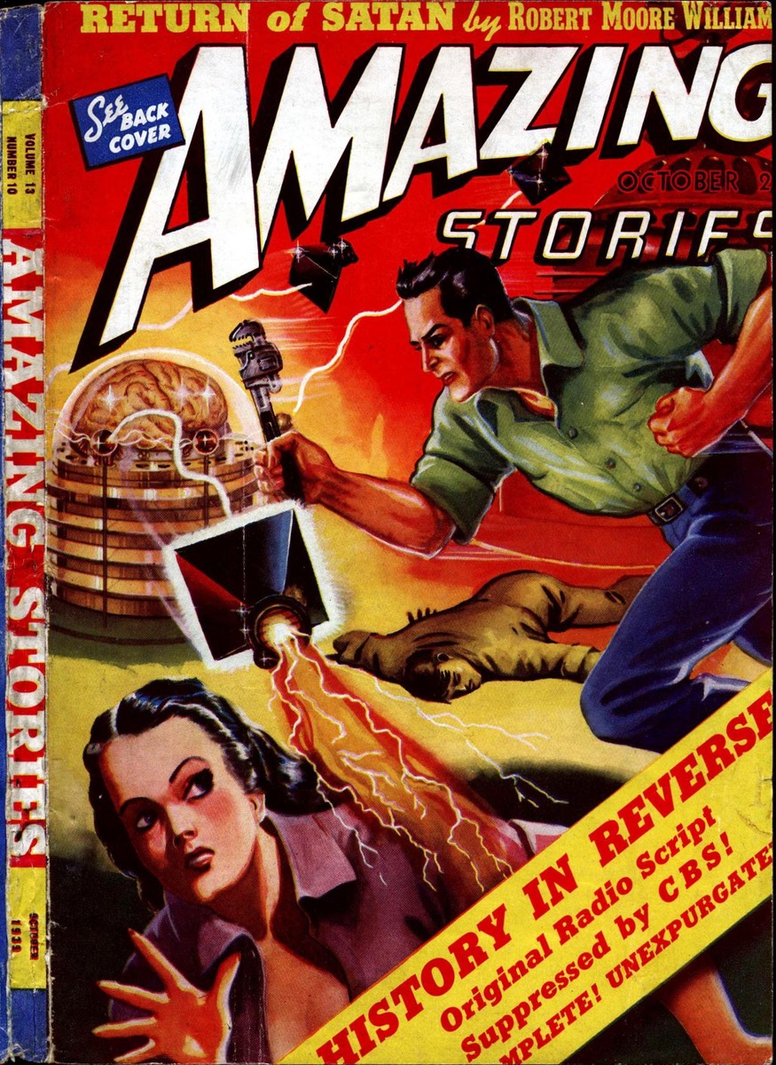 Brain-in-a-Jar Ray Gun Attack, Amazing Stories October 1939