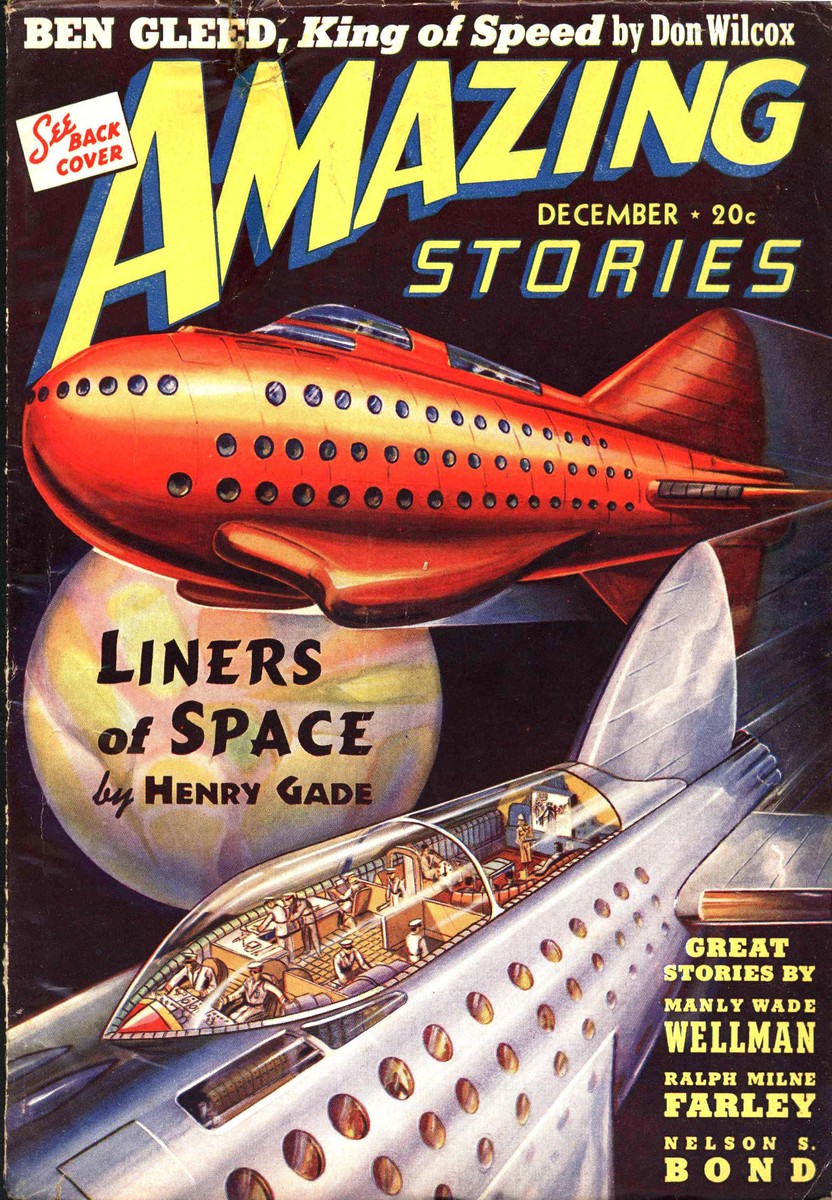 Liners of Space — Amazing Stories Dec 1939 Cutaway Spaceship Cover