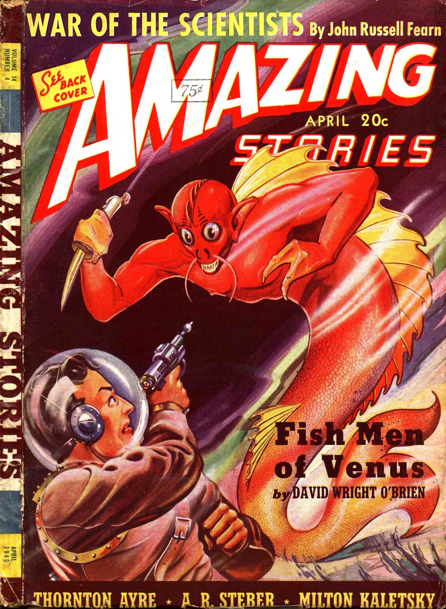 Fish Men of Venus — Amazing Stories April 1940 Alien Attack Cover