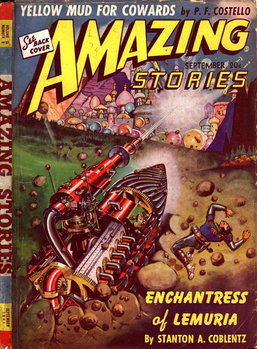 Amazing Stories Sept 1941 – War Machine Attacks Alien Domed City, Enchantress of Lemuria