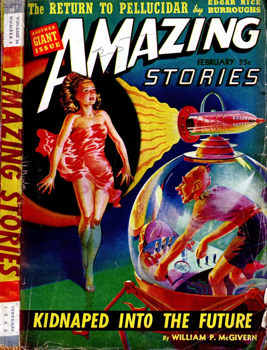 Kidnaped Into the Future — Amazing Stories Feb 1942 Time-Bubble Cover