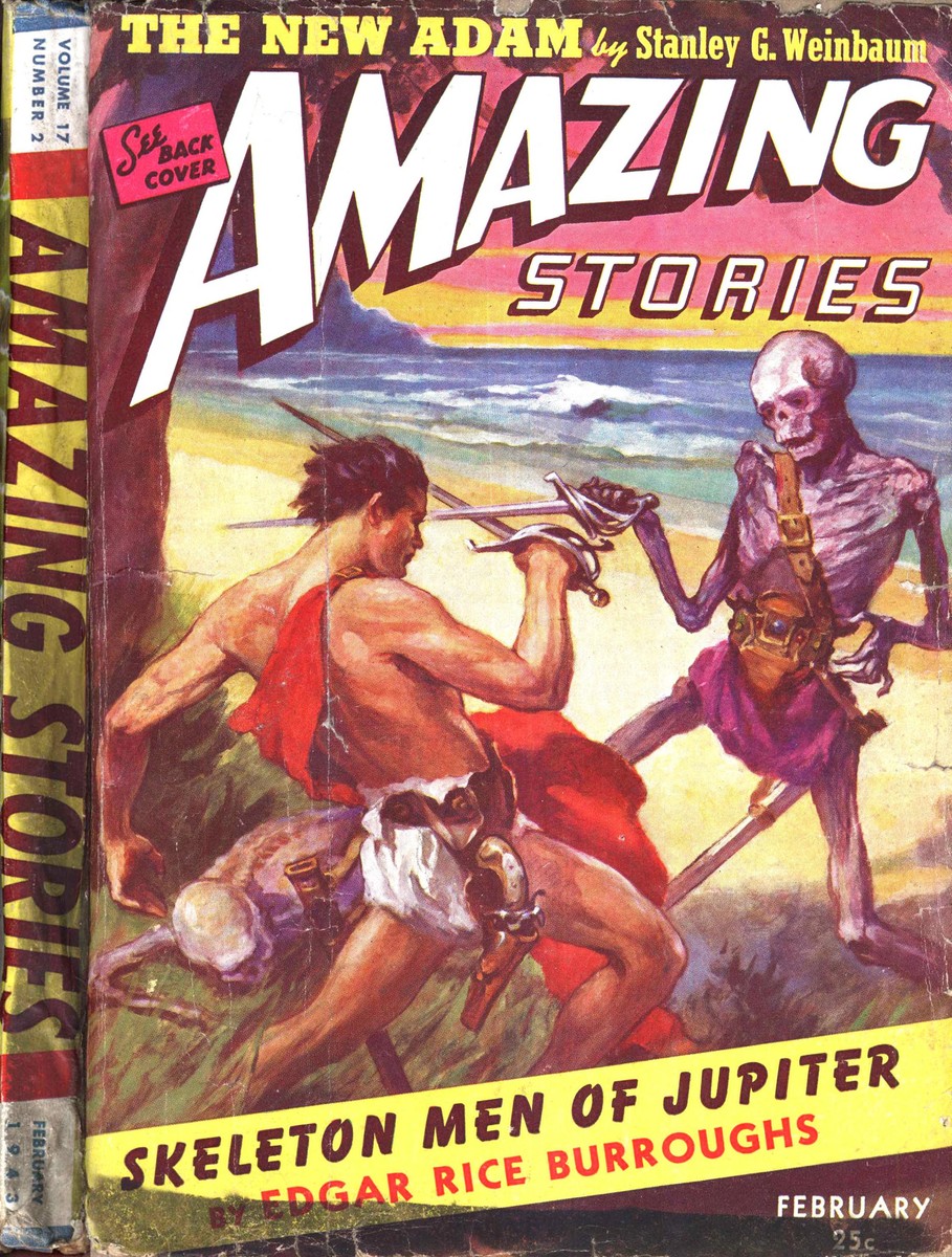 Skeleton Men of Jupiter – Amazing Stories February 1943 ERB Cover