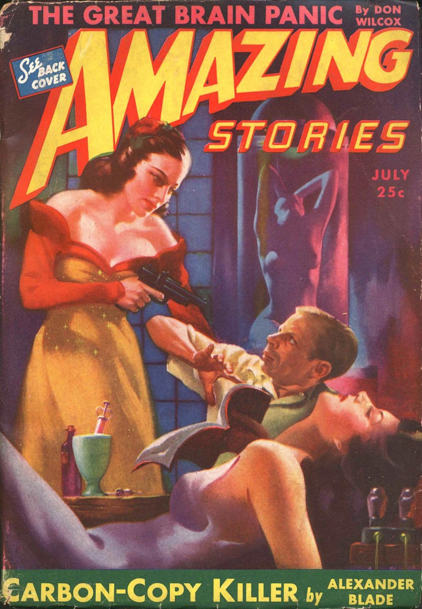 Carbon-Copy Killer: Amazing Stories July 1943 Duplicate Identity Pulp Cover