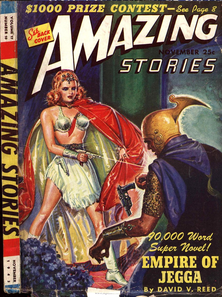 Empire of Jegga — Amazing Stories November 1943 Sci-Fi Pulp Cover