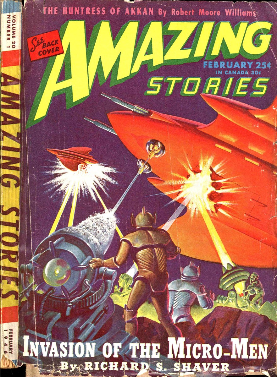 Amazing Stories Feb 1946 – Invasion of the Micro-Men Space Battle Cover