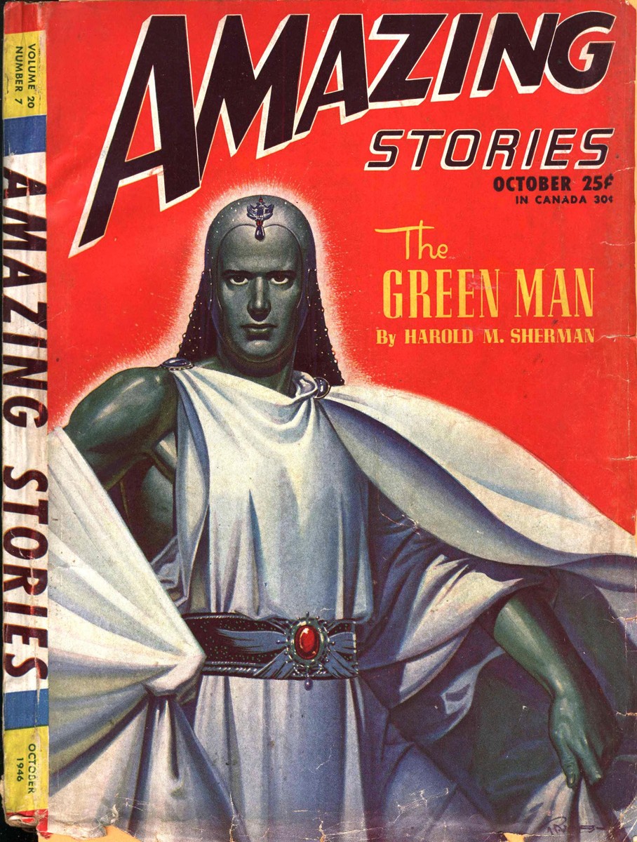 The Green Man – Amazing Stories October 1946 Alien in White Robes