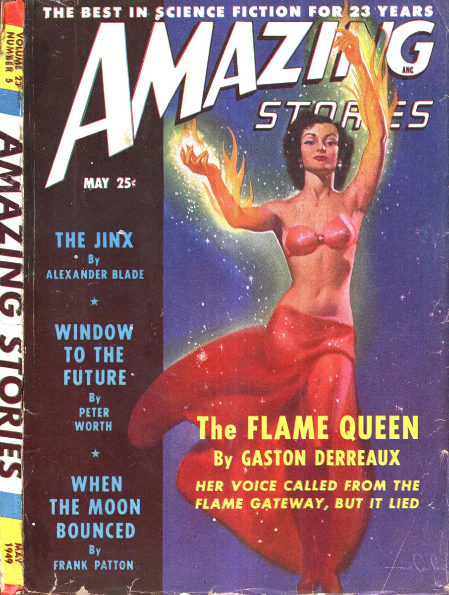 Flame Queen Fire Goddess — Amazing Stories May 1949 Cover