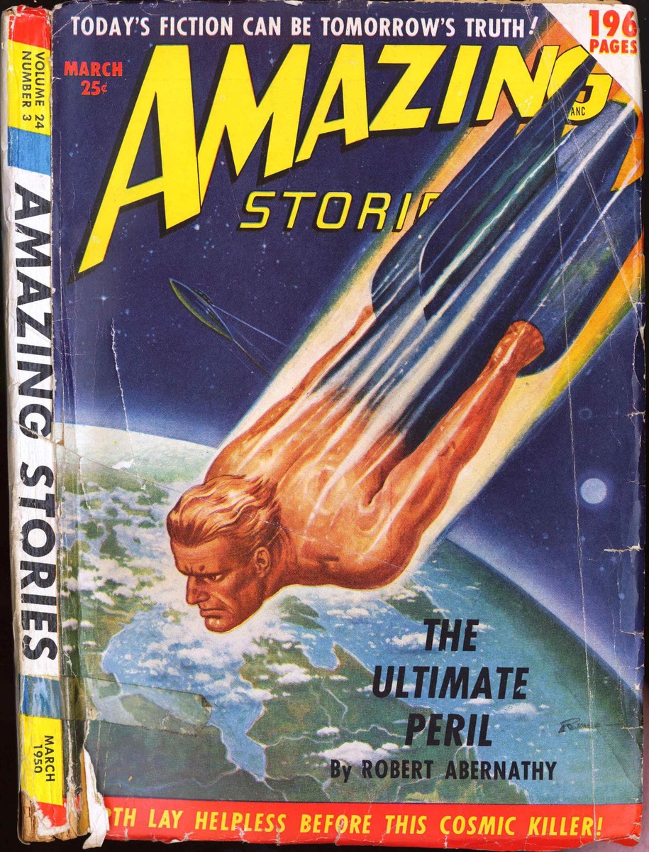 Cosmic Superman Streaks Toward Earth, Amazing Stories March 1950