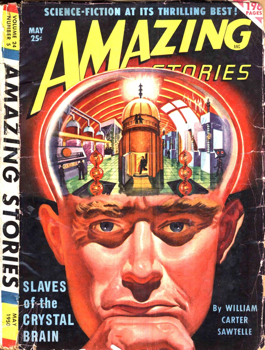 Slaves of the Crystal Brain – Amazing Stories May 1950 Mind-Control Cover