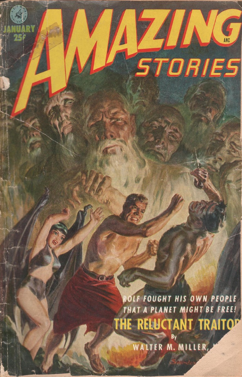 Amazing Stories Jan 1952 — Rolf Battles Ghostly Alien Horde, The Reluctant Traitor