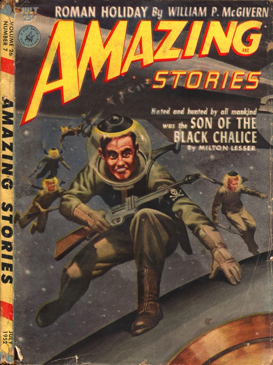 Son of the Black Chalice — Amazing Stories July 1952 Space Combat Cover