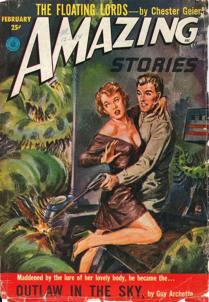 Monster Attack: Amazing Stories Feb 1953 'Outlaw in the Sky' Cover
