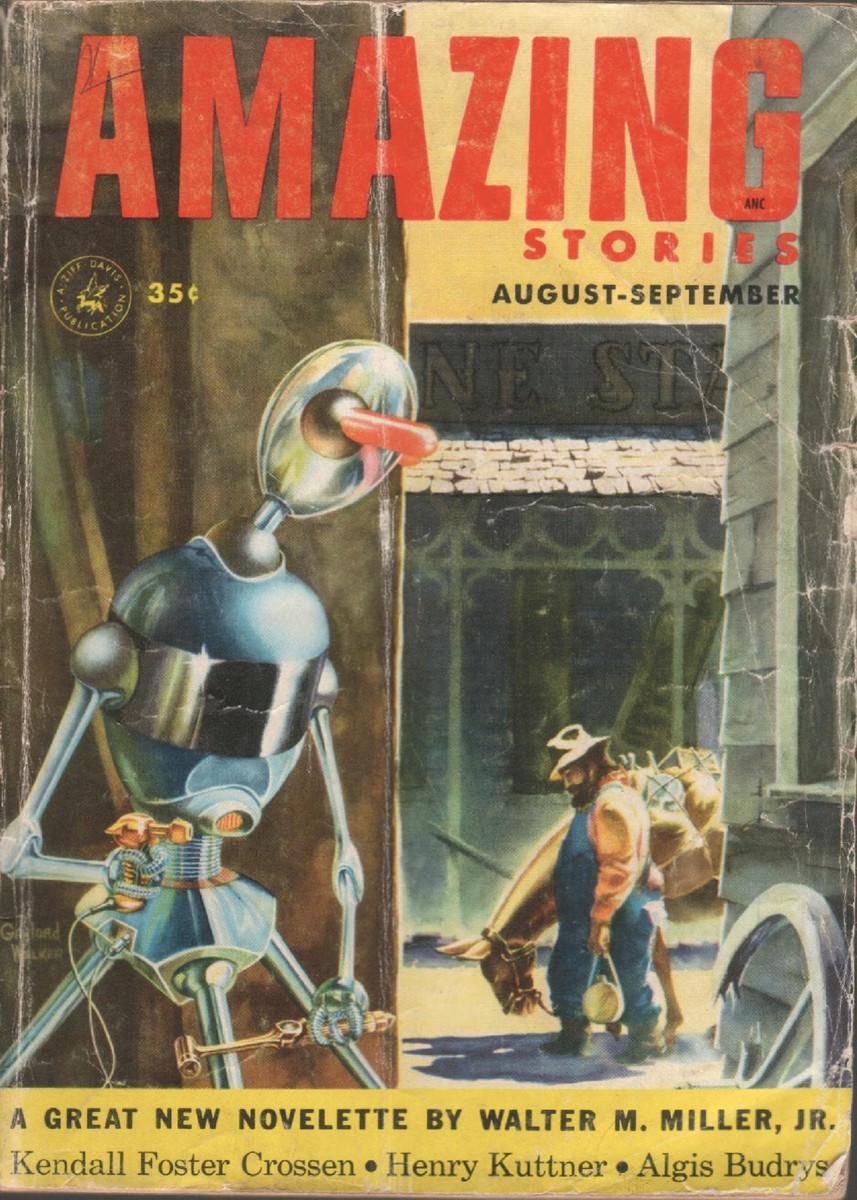 Robot Gunslinger vs. Frontier Man, Amazing Stories Aug-Sep 1953