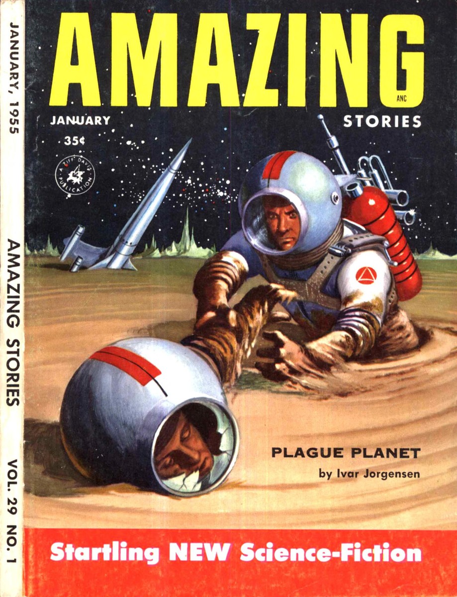 Astronaut Rescues Fallen Crewman on Alien World — Amazing Stories Jan 1955