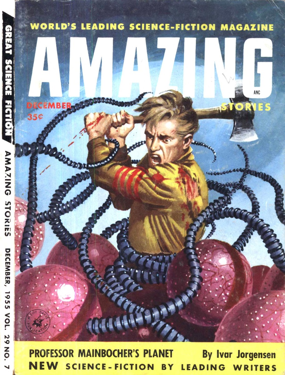 Man vs. Alien Tentacles: Amazing Stories December 1955 Cover