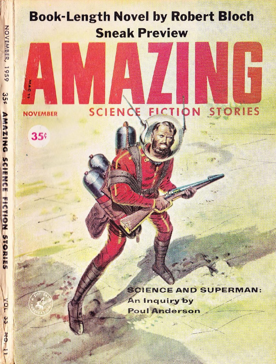 Armed Spaceman on Alien World – Amazing Science Fiction Stories, Nov 1959