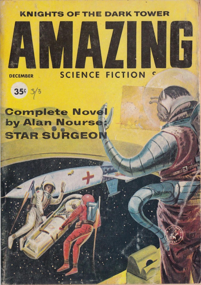 Space Ambulance Crew & Alien Medic, Amazing Stories Dec 1959 'Star Surgeon'