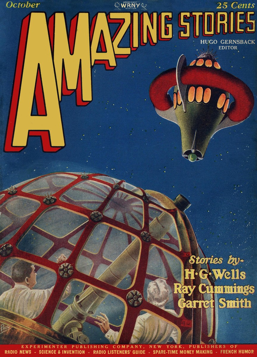 Frank R. Paul's Alien Spacecraft Encounter – Amazing Stories October 1927