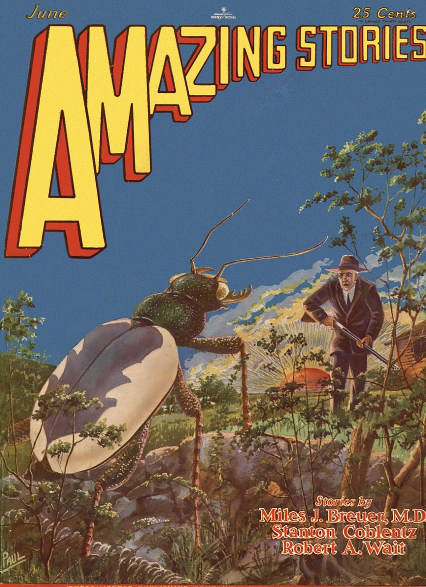 Frank R. Paul Giant Beetle Attack – Amazing Stories June 1929