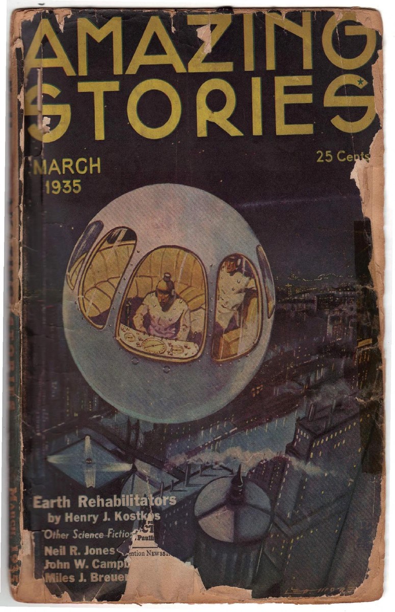 Amazing Stories March 1935 – Spherical Airship Over Future City