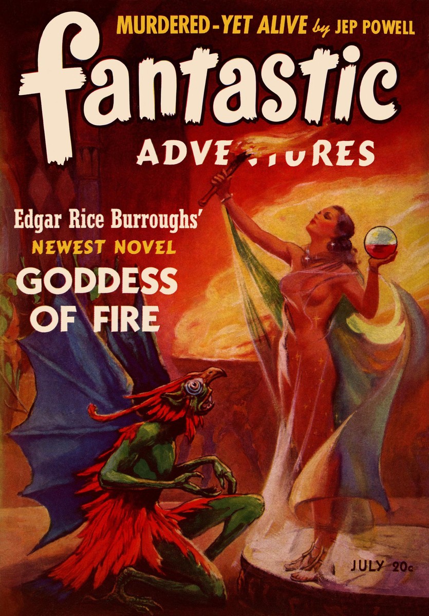 Goddess of Fire — Fantastic Adventures July 1941 ERB Cover