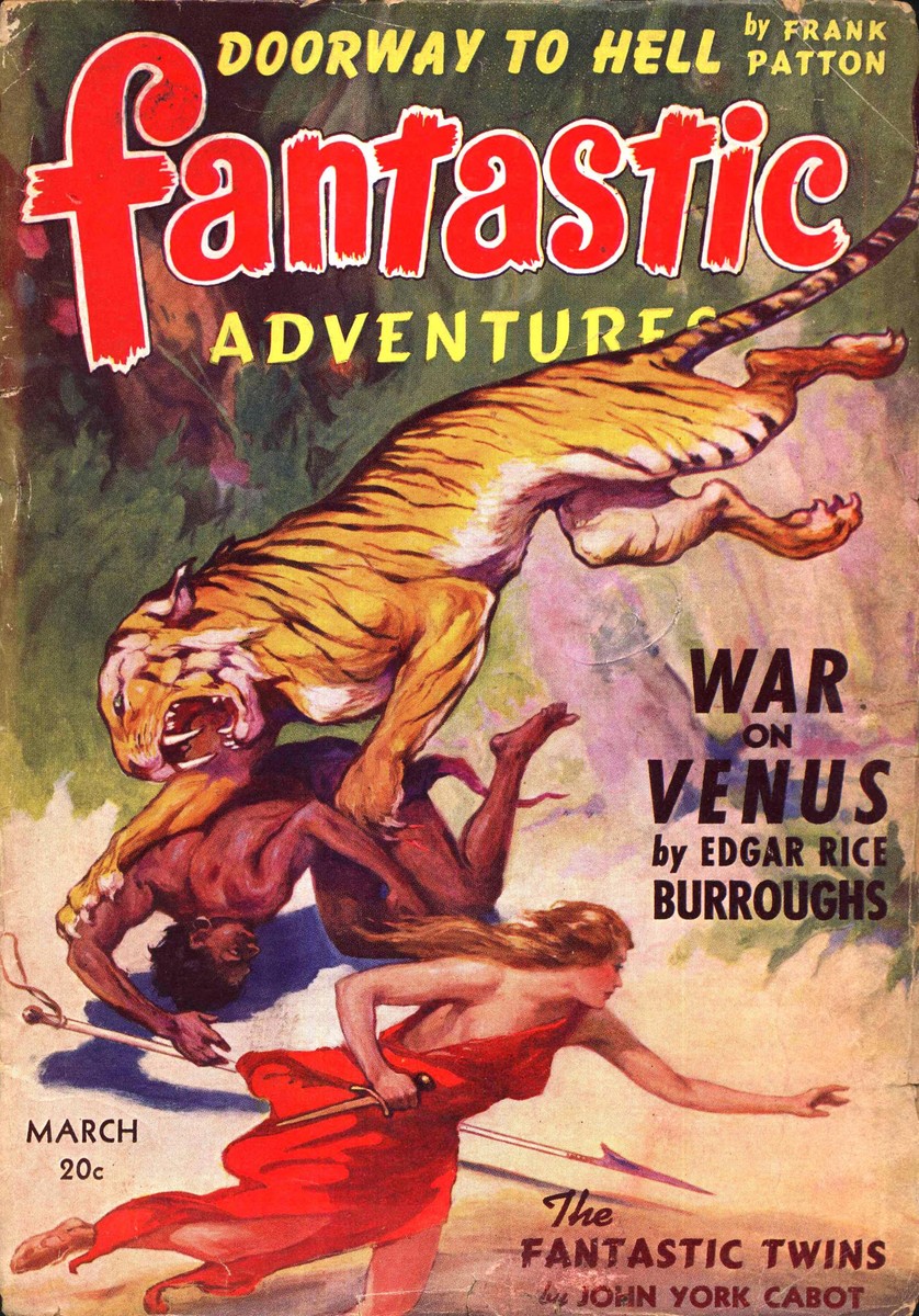 Fantastic Adventures March 1942 – Tiger Attack on Venus, Burroughs Cover