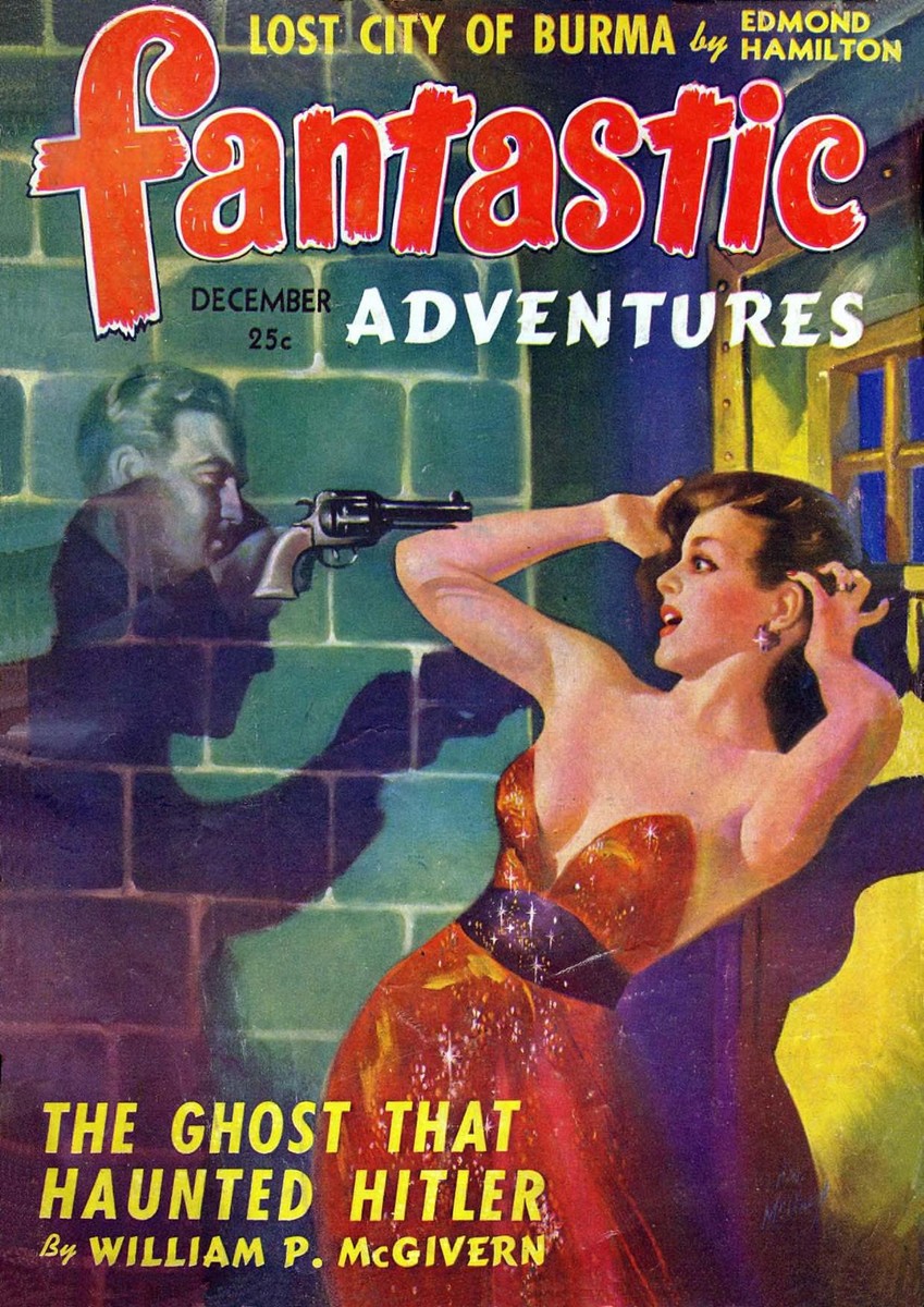 Fantastic Adventures Dec 1942 Ghost Gunman Cover — McGivern & Hamilton