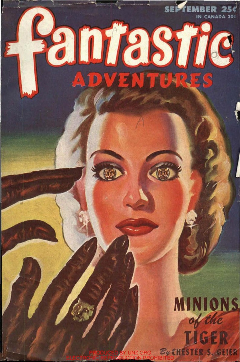 Tiger-Eyed Woman, Fantastic Adventures Sept 1946 'Minions of the Tiger'
