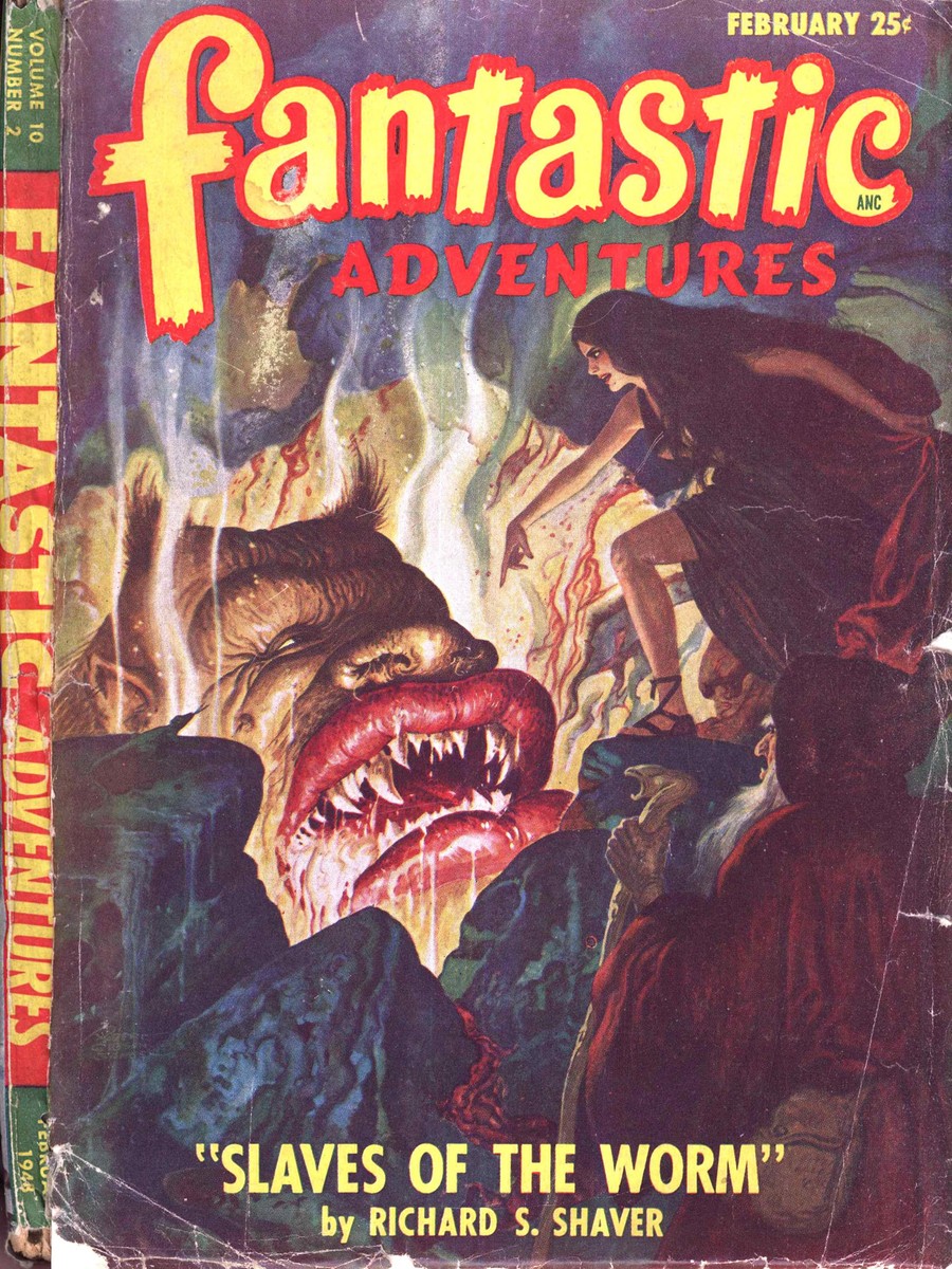 Slaves of the Worm — Fantastic Adventures, February 1948 Monster Cover